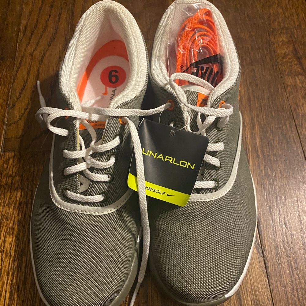 Nike Gray and Orange Athletic Shoes Streamlined Design